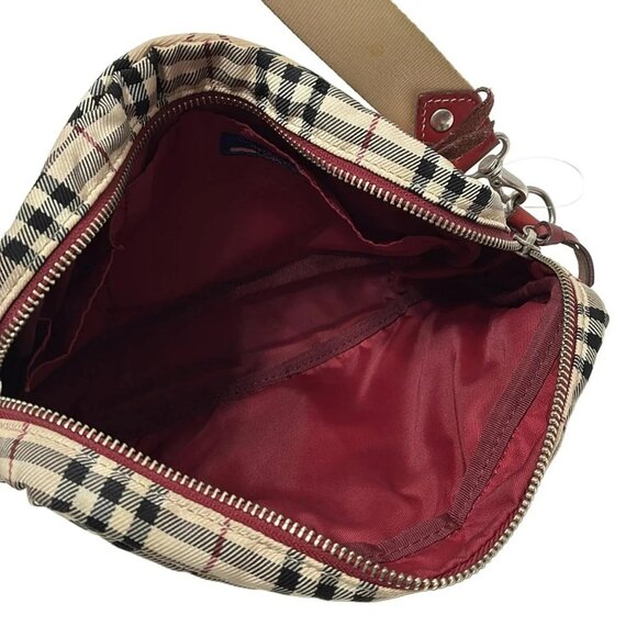 Auth Burberry Blue Label - Beige Black Red Jacquard Shoulder Bag - Picture 9 of 9